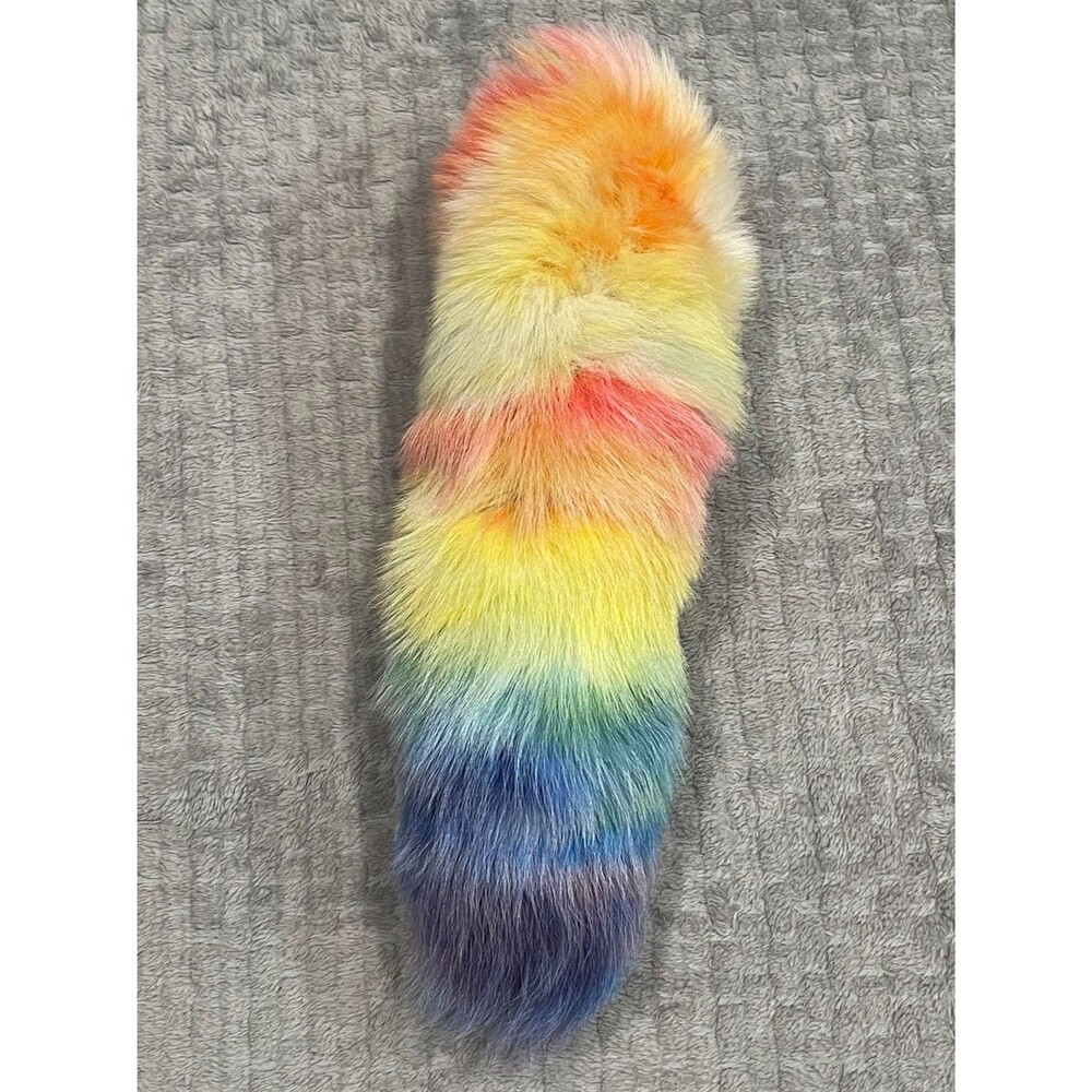 Genuine Fox Tail Keychain Pastel Rainbow Dyed Real Fur Oddities Curios Pride Y2K